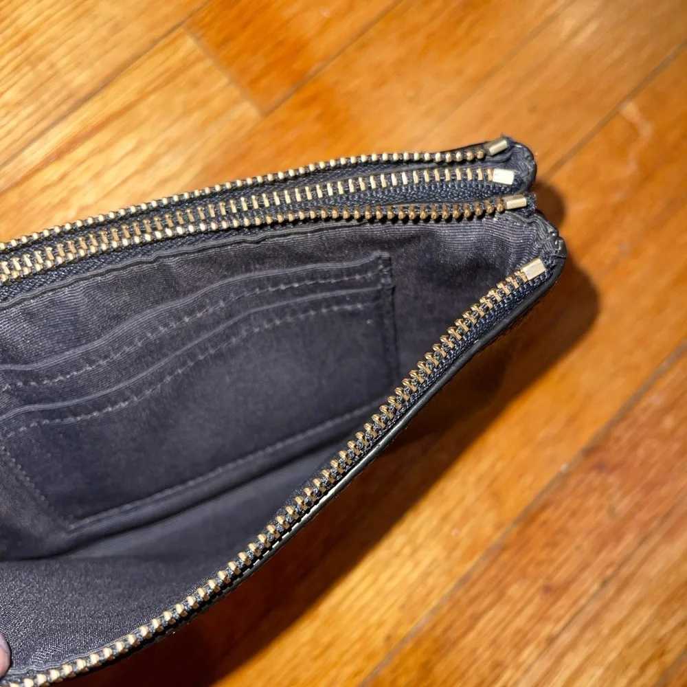 Coach Dusty Dark Blue Pebbled Leather Pouch